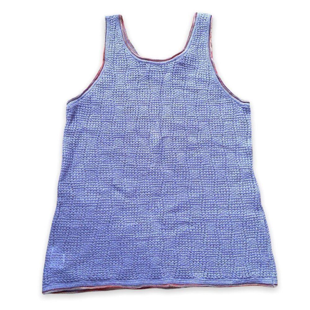 Vintage Y2k M MISSONI Thin Open Knit Lavender Rainbow Wavy Texture Tank 2000 XXL